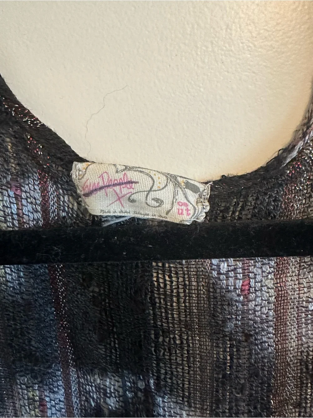 Free People Kimono Oversized Black Blue & Gray Sheer Asymmetrical Duster